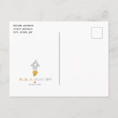 Invitation Carte Postale Gold Silver Rocket Ship Espace Extérieur Anniversa (Dos)