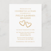 Invitation Carte Postale Golden 50th Mariage Anniversary Party Coeur person (Devant)