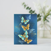Invitation Carte Postale Golden butterflies (Debout devant)