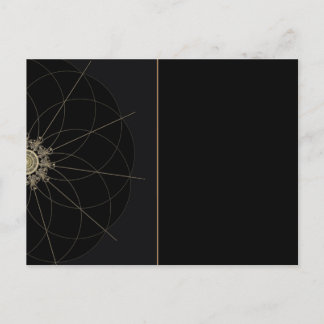Invitation Carte Postale Golden Dial Steampunk Fractal Mandala