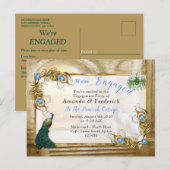 Invitation Carte Postale Golden Royal Peacock Temple Dreams (Devant / Derrière)