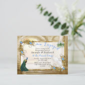 Invitation Carte Postale Golden Royal Peacock Temple Dreams (Debout devant)