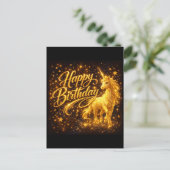 Invitation Carte Postale Golden Stardust Birthday — Fantasy Unicorn  (Debout devant)