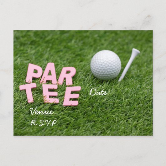 Invitation Carte Postale Golf Par Tee sont en vert (Devant)