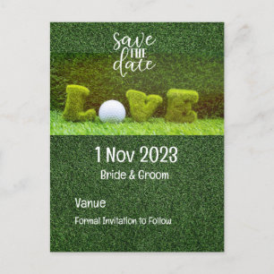 Invitation Carte Postale Golf Sauvegarder la date pour golfeur avec amour