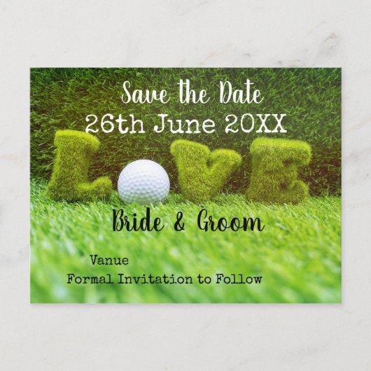 Invitation Carte Postale Golf Sauvegarder la date pour le mariage avec une  (Devant)