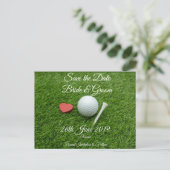 Invitation Carte Postale Golf Sauvegarder la date pour le mariage avec une (Debout devant)