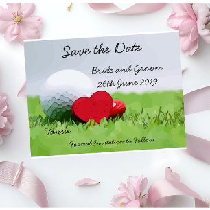 Invitation Carte Postale Golf Sauvegarder la date pour mariage avec balle d