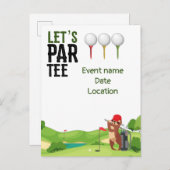 Invitation Carte Postale Golf Save the Date Let's Par Tee avec Sloth drôle (Devant / Derrière)
