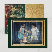 Invitation Carte Postale Golfs de Noël/Rouges/Encres verts (Devant / Derrière)