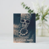 Invitation Carte Postale Gothique Crâne Tournesol RIP À ses 20 ans (Debout devant)