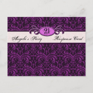 Invitation Carte Postale Gothique Grunge Fuchsia Anniversaire Réponse RSVP