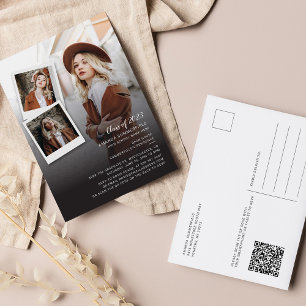 Invitation Carte Postale Grad 2025 Open House QR Code 3 Photos Graduation