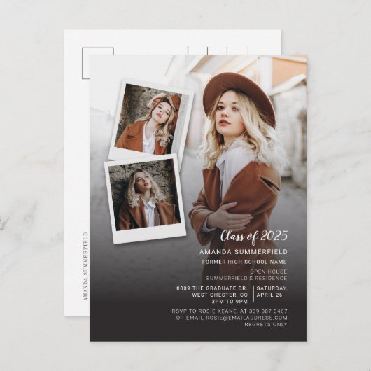 Invitation Carte Postale Grad Multi Photo Script Graduation 2025 Party (Devant / Derrière)