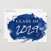 Invitation Carte Postale Grad peint | Blue Splatter Brushstroke Party (Devant / Derrière)
