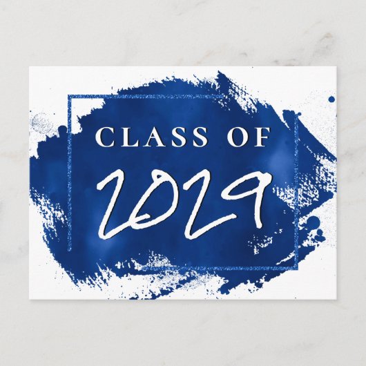 Invitation Carte Postale Grad peint | Blue Splatter Brushstroke Party (Devant)