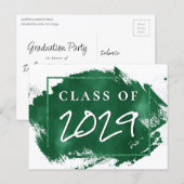 Invitation Carte Postale Grad peint | Green Splatter Brushstroke Party (Devant / Derrière)