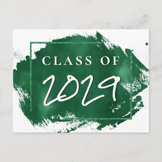 Invitation Carte Postale Grad peint | Green Splatter Brushstroke Party (Devant)