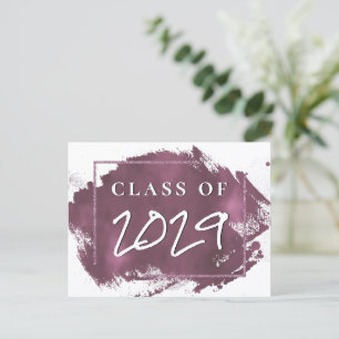 Invitation Carte Postale Grad peint   Mauve Pink Splash Smudge Graduation