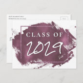 Invitation Carte Postale Grad peint | Mauve Pink Splash Smudge Graduation (Devant / Derrière)
