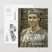 Invitation Carte Postale Graduation 2019 Masculine Grunge Lettered Photo (Devant / Derrière)