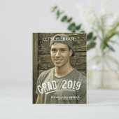 Invitation Carte Postale Graduation 2019 Masculine Grunge Lettered Photo (Debout devant)