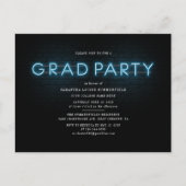 Invitation Carte Postale Graduation 2025 Blue Neon Grad Party (Devant)