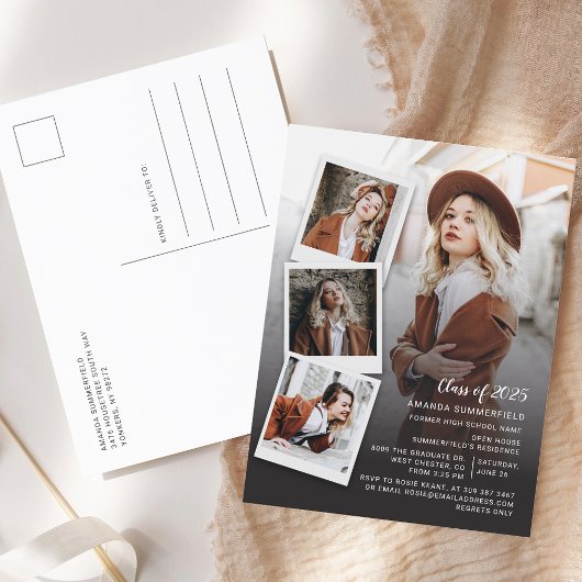 Invitation Carte Postale Graduation 2025 Photo Collage Script Grad Party