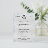 Invitation Carte Postale Graduation argent bleu clair (Debout devant)
