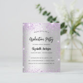 Invitation Carte Postale Graduation argent violet violet pétillants (Debout devant)
