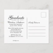Invitation Carte Postale Graduation Black Grad Casquette & Script sur White (Dos)