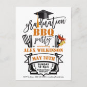 Invitation Carte Postale Graduation Cap Tassel Simple Photo BBQ Party (Devant)