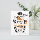 Invitation Carte Postale Graduation Cap Tassel Simple Photo BBQ Party (Debout devant)