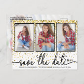 Invitation Carte Postale Graduation Enregistrer Date 4 Photo Gold Parties s (Devant / Derrière)