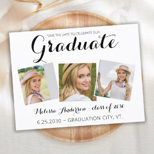 Invitation Carte Postale Graduation Enregistrer La Date Moderne Graduate 3 