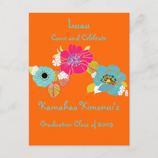 Invitation Carte Postale Graduation Luau Invitations/do-it-yourself arrière (Devant)