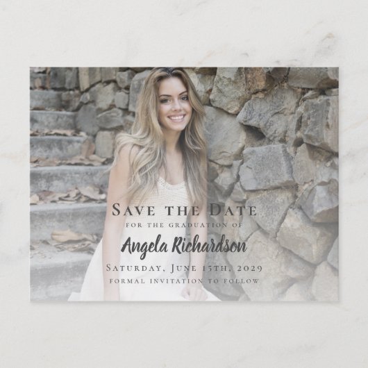 Invitation Carte Postale Graduation Modern Script Enregistrer la photo de l (Devant)