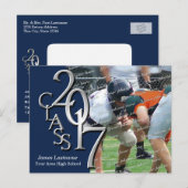 Invitation Carte Postale Graduation Party 2017 avec Photo Blue (Devant / Derrière)