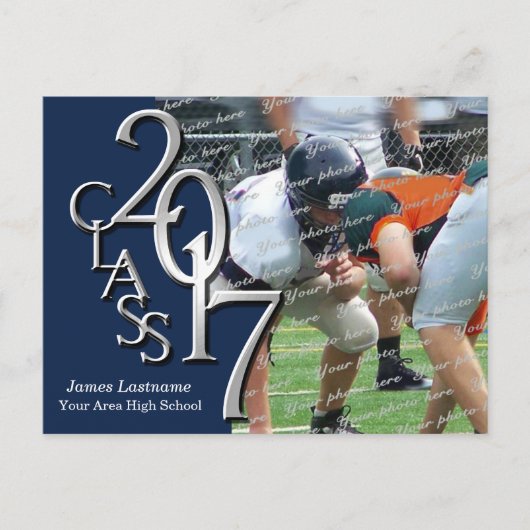 Invitation Carte Postale Graduation Party 2017 avec Photo Blue (Devant)