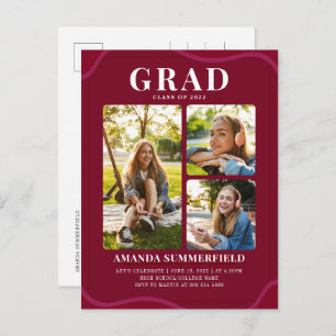 Invitation Carte Postale Graduation Party 2025 Grad Photos Bourgogne