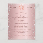 Invitation Carte Postale Graduation party blush rose argent 2023 (Devant)