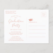 Invitation Carte Postale Graduation Party Moderne Blush Rose & Or 3 Photo (Dos)