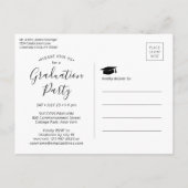 Invitation Carte Postale Graduation Party moderne noir et blanc 3 photo (Dos)