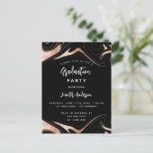 Invitation Carte Postale Graduation party noir rose or moderne (Debout devant)