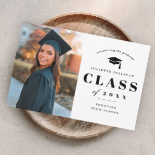 Invitation Carte Postale Graduation photo de type minimal