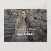 Invitation Carte Postale Graduation Photo Script moderne Enregistrer la dat (Devant)