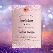 Invitation Carte Postale Graduation rose pâle parties scintillant fille