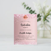 Invitation Carte Postale Graduation rose pâle parties scintillant fille (Debout devant)