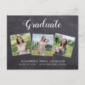 Invitation Carte Postale Graduation Rustique Personnalisé 3 Tableau noir ph (Devant)