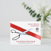 Invitation Carte Postale Grande ouverture de coupe du ruban rouge (Debout devant)